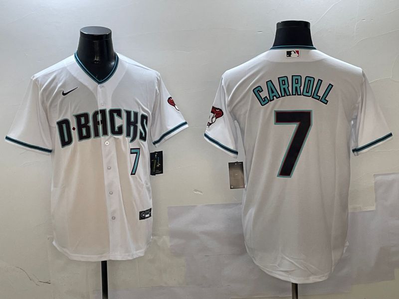 Men Arizona Diamondback #7 Carroll White Game 2025 Nike MLB Jersey style 1